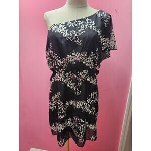 NWT Trixxi Womens One Shoulder Lined Black Sequin‎ Accent Mini Dress Large 10